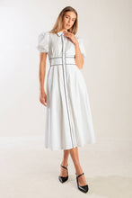 Load image into Gallery viewer, IN THE BREEZE WHITE WOVEN MIDI DRESS
