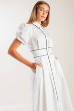 Load image into Gallery viewer, IN THE BREEZE WHITE WOVEN MIDI DRESS
