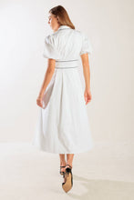 Load image into Gallery viewer, IN THE BREEZE WHITE WOVEN MIDI DRESS

