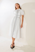 Load image into Gallery viewer, IN THE BREEZE WHITE WOVEN MIDI DRESS
