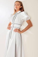 Load image into Gallery viewer, IN THE BREEZE WHITE WOVEN MIDI DRESS
