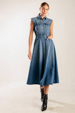 Load image into Gallery viewer, IN THE SAND SKY DENIM MIDI DRESS
