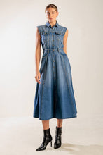 Load image into Gallery viewer, IN THE SAND SKY DENIM MIDI DRESS
