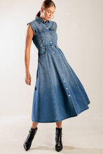 Load image into Gallery viewer, IN THE SAND SKY DENIM MIDI DRESS
