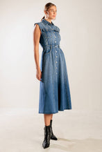 Load image into Gallery viewer, IN THE SAND SKY DENIM MIDI DRESS
