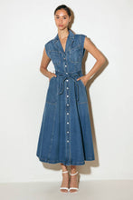 Load image into Gallery viewer, LIGHT CODE MEDIUM DENIM MIDI DRESS
