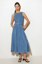 Load image into Gallery viewer, LAVENDER FIELDS DENIM MIDI DRESS
