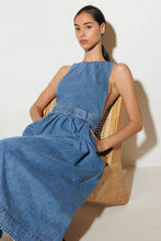 Load image into Gallery viewer, LAVENDER FIELDS DENIM MIDI DRESS

