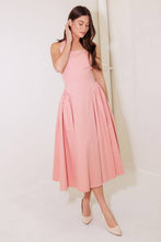 Load image into Gallery viewer, CAUGHT IN THE RAIN PINK WOVEN MIDI DRESS
