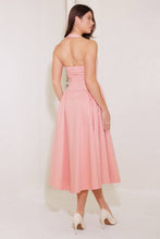 Load image into Gallery viewer, CAUGHT IN THE RAIN PINK WOVEN MIDI DRESS
