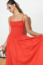 Load image into Gallery viewer, MOVE WITH INTENTION RED WOVEN MIDI DRESS
