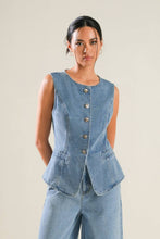 Load image into Gallery viewer, ADVENTURE AWAITS DENIM VEST
