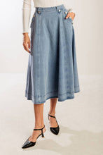 Load image into Gallery viewer, AT FIRST GLANCE DENIM MIDI SKIRT
