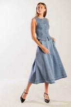 Load image into Gallery viewer, AT FIRST GLANCE DENIM MIDI SKIRT
