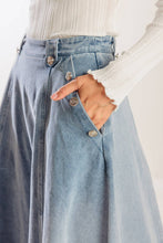 Load image into Gallery viewer, AT FIRST GLANCE DENIM MIDI SKIRT
