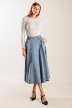 Load image into Gallery viewer, AT FIRST GLANCE DENIM MIDI SKIRT
