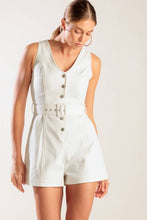 Load image into Gallery viewer, TAKE THE LEAD WHITE WOVEN ROMPER
