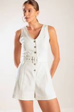 Load image into Gallery viewer, TAKE THE LEAD WHITE WOVEN ROMPER
