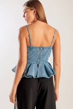 Load image into Gallery viewer, GRAND ENTRANCE INDIGO DENIM TOP
