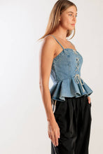Load image into Gallery viewer, GRAND ENTRANCE INDIGO DENIM TOP
