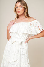 Load image into Gallery viewer, CATCHING MY BREATH EYELET MIDI DRESS
