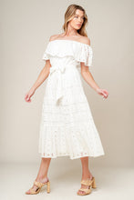 Load image into Gallery viewer, CATCHING MY BREATH EYELET MIDI DRESS
