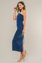 Load image into Gallery viewer, ENDLESS SUNSETS DENIM MIDI DRESS

