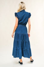 Load image into Gallery viewer, FAN FAVORITE WOVEN DENIM MIDI DRESS
