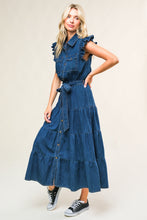 Load image into Gallery viewer, FAN FAVORITE WOVEN DENIM MIDI DRESS
