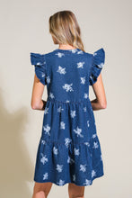 Load image into Gallery viewer, ROMANTICALLY ENTANGLED DENIM MINI DRESS
