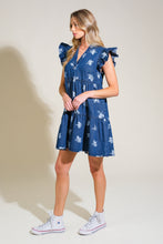 Load image into Gallery viewer, ROMANTICALLY ENTANGLED DENIM MINI DRESS
