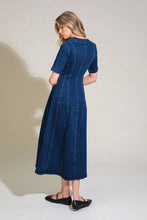 Load image into Gallery viewer, PATCHWORK PARADISE DENIM MIDI DRESS
