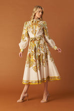 Load image into Gallery viewer, FIELDS OF GOLD WOVEN MIDI SHIRT DRESS
