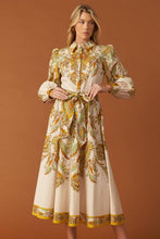 Load image into Gallery viewer, FIELDS OF GOLD WOVEN MIDI SHIRT DRESS

