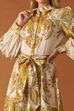 Load image into Gallery viewer, FIELDS OF GOLD WOVEN MIDI SHIRT DRESS
