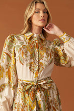 Load image into Gallery viewer, FIELDS OF GOLD WOVEN MIDI SHIRT DRESS
