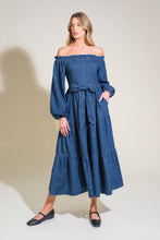 Load image into Gallery viewer, ARTISTIC IMPULSE DENIM MIDI DRESS
