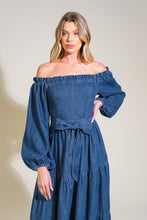 Load image into Gallery viewer, ARTISTIC IMPULSE DENIM MIDI DRESS
