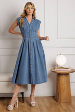 Load image into Gallery viewer, ROSES OF LOVE DENIM MIDI DRESS
