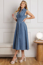 Load image into Gallery viewer, ROSES OF LOVE DENIM MIDI DRESS
