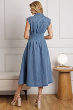 Load image into Gallery viewer, ROSES OF LOVE DENIM MIDI DRESS
