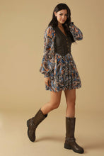 Load image into Gallery viewer, SAVOR THE SEASON WOVEN AND DENIM MINI DRESS
