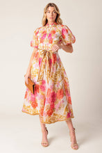 Load image into Gallery viewer, MAKING IT RIGHT IVORY FLORAL WOVEN MIDI DRESS
