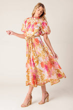 Load image into Gallery viewer, MAKING IT RIGHT IVORY FLORAL WOVEN MIDI DRESS
