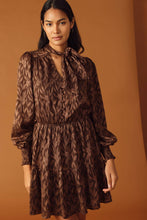 Load image into Gallery viewer, OPEN PATH ALMOND WOVEN MINI DRESS
