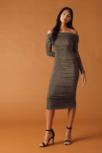 Load image into Gallery viewer, MYSTIC MIRAGE METALLIC MIDI DRESS
