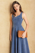 Load image into Gallery viewer, STARS AHEAD DENIM MIDI DRESS
