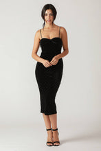 Load image into Gallery viewer, SECRET GARDEN GLOW VELVET MIDI DRESS
