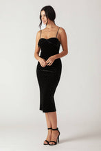 Load image into Gallery viewer, SECRET GARDEN GLOW VELVET MIDI DRESS
