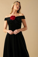 Load image into Gallery viewer, BE THERE FOR YOU VELVET MIDI DRESS
